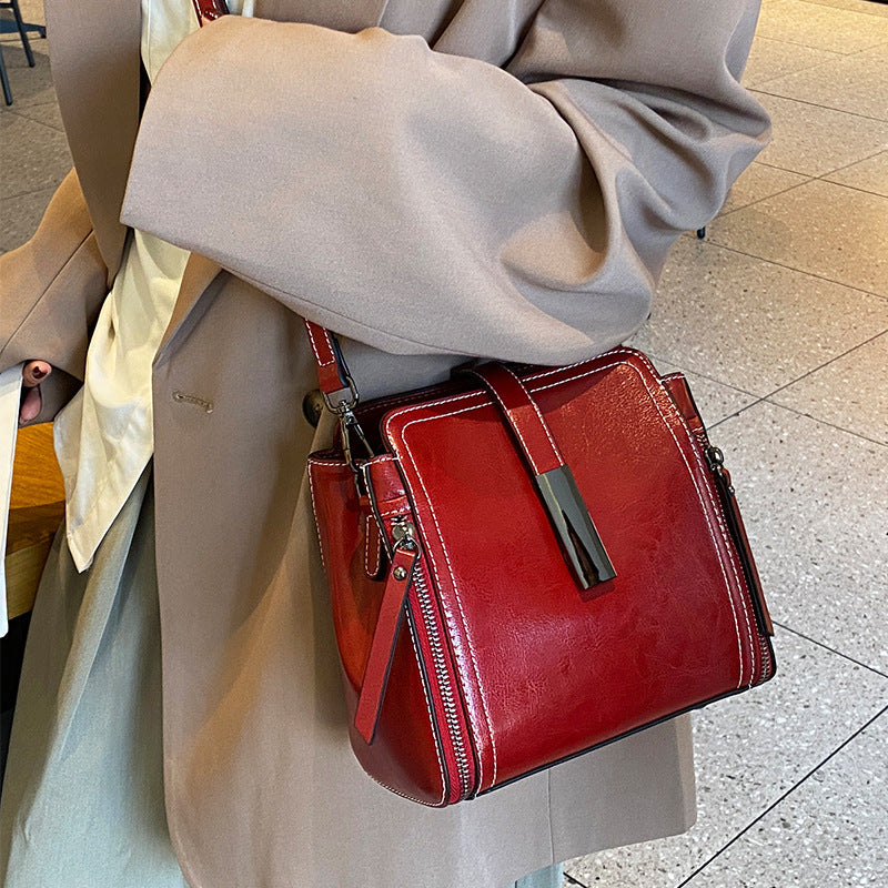 Women's Genuine Leather Trendy Four Fashion Portable Handbags