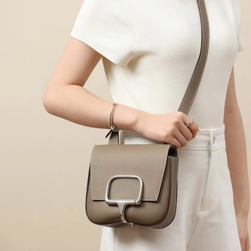 Women's High-grade Cushion Genuine Leather Saddle Cowhide Crossbody Bags