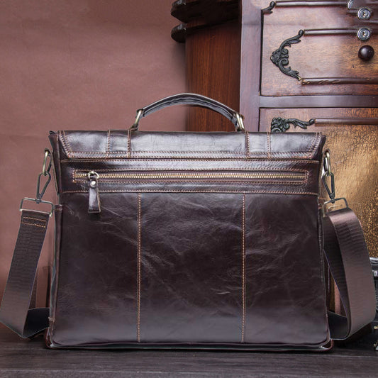 Men's Black Angel Leather Portable Business Large Men's Briefcases