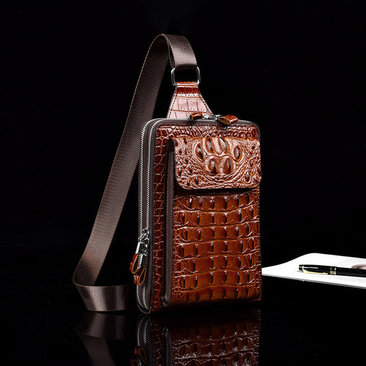 Men's Crocodile Pattern Fashion Large Capacity Men's Shoulder Bags
