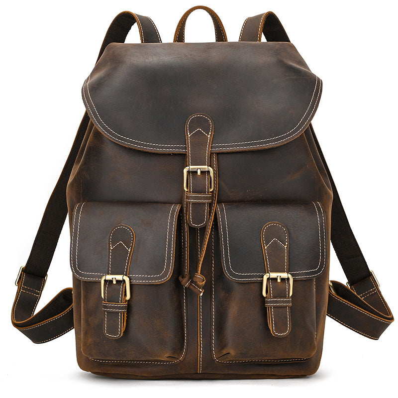 Men's Retro Crazy Horse Fashion Can Hold Backpacks