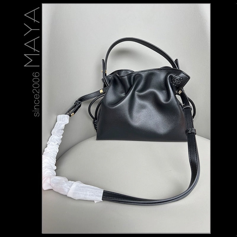 Women's High-grade Lucky Drawstring Mi Soft Leather Bucket Bags