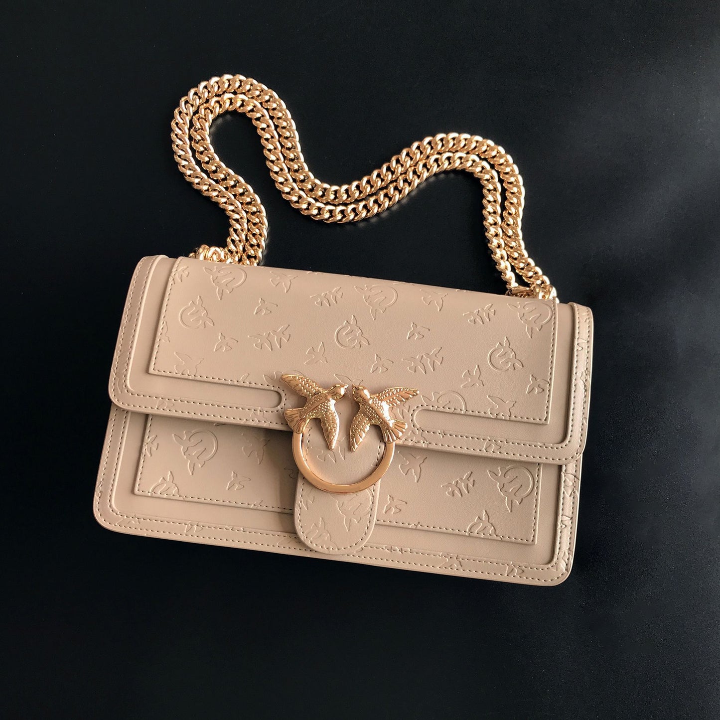 Women's Genuine Leather High Quality Embossed Chain Armpit Bags