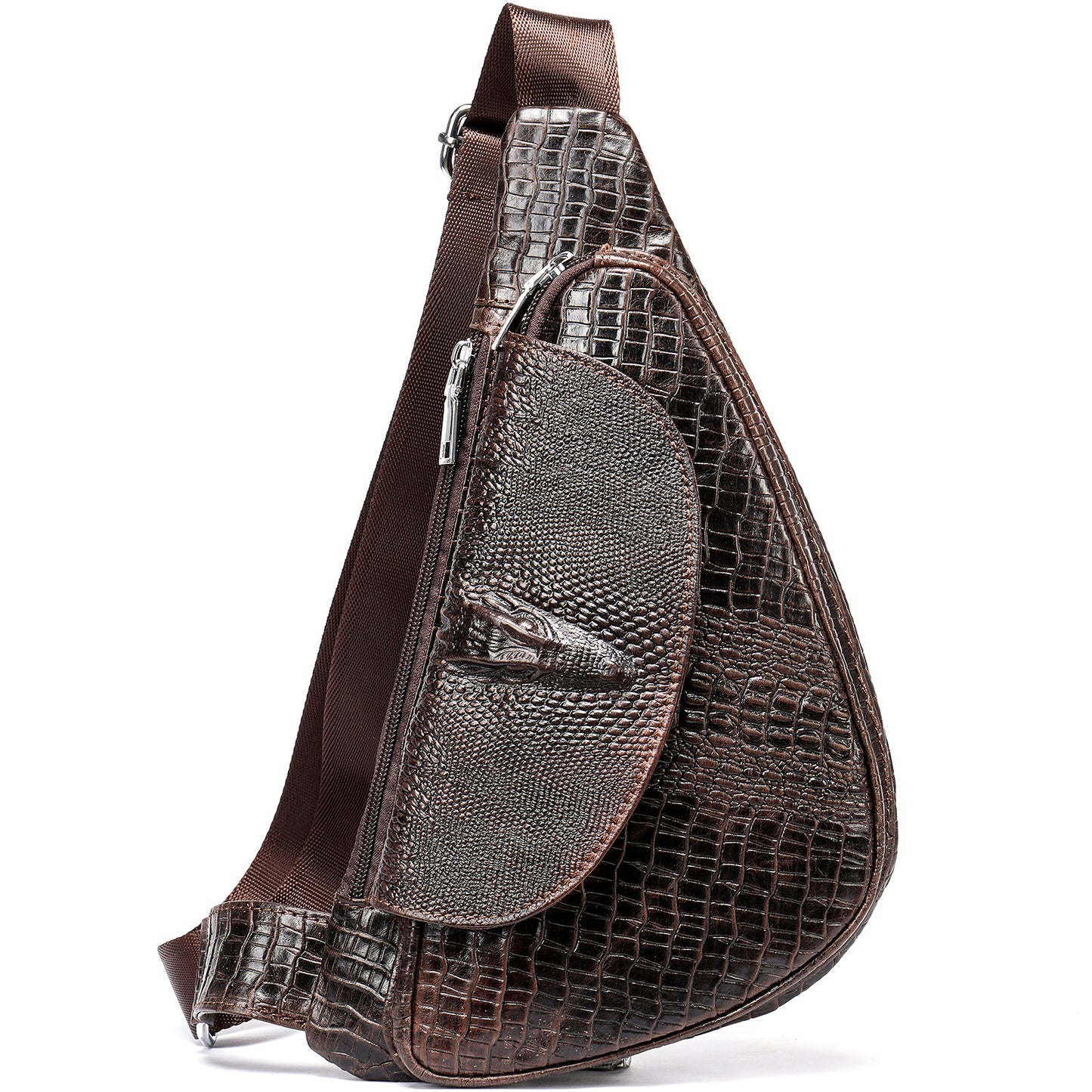 Men's Stylish Crocodile Pattern Leather Cowhide Bags