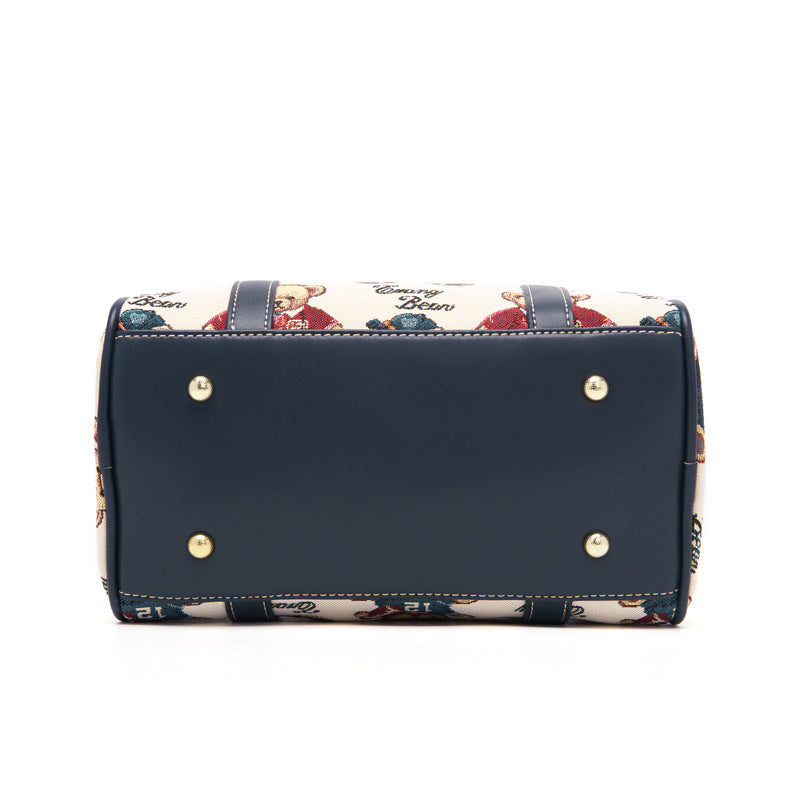Women's Bear Boston Fan Little Canvas Handbags
