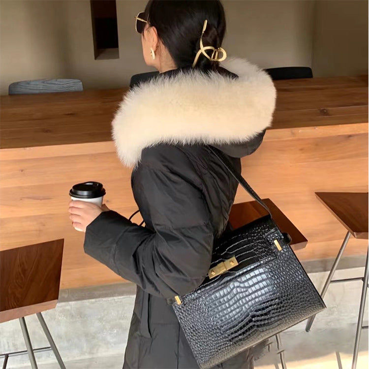 Women's Genuine Leather Manhattan Fashion Baguette Kelly Shoulder Bags