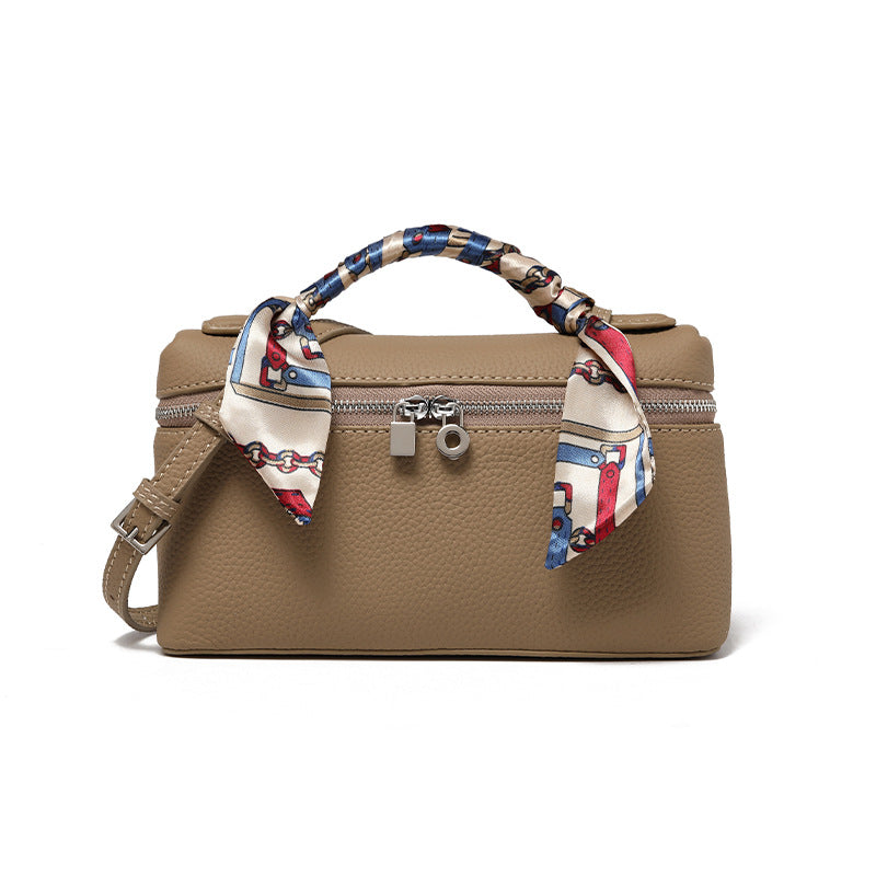 Women's Leather Temperament Lunch Box First Layer Small Square Bags