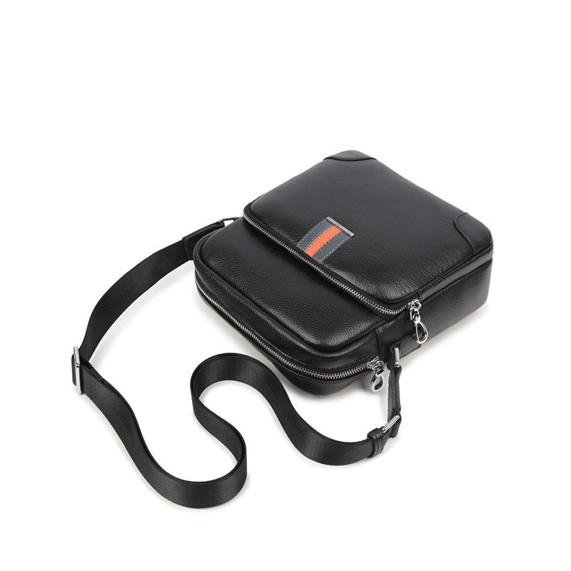 Men's First Layer Cowhide Leather Soft Noodle Men's Shoulder Bags
