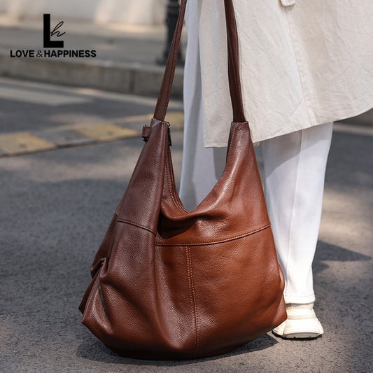 Women's Fashion Leather Retro Trendy Korean Style Large Shoulder Bags