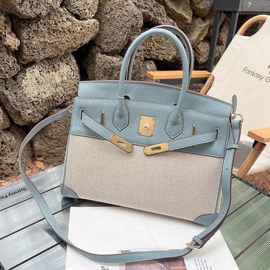 Women's Stitching Contrast Color One Kelly Large Handbags