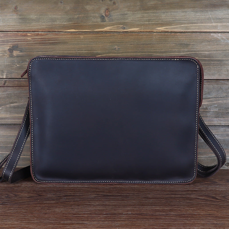 Men's Crazy Horse Leather Horizontal Genuine Envelope Men's Shoulder Bags