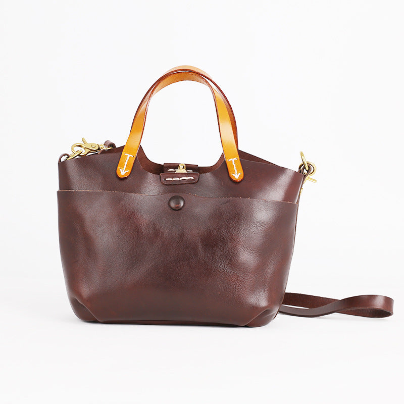 Style Retro Top Layer Cattlehide Leather Handbags