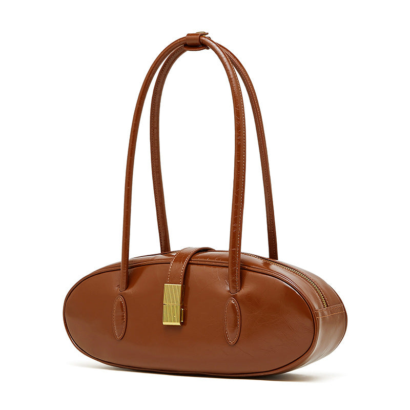 Women's Oil Wax Cowhide Underarm One Genuine Shoulder Bags