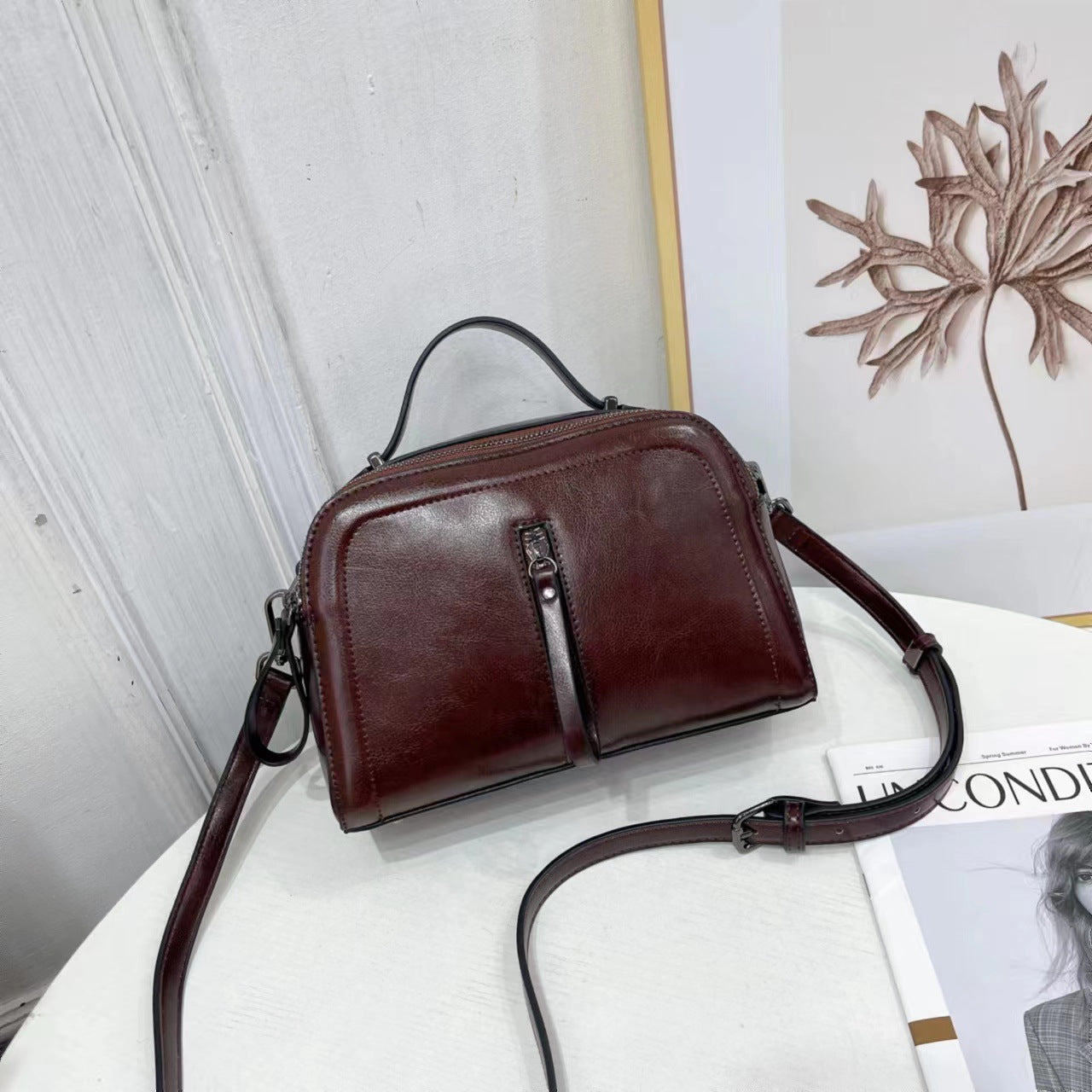 Women's Cowhide Wedding Underarm Boston High Sense Bags