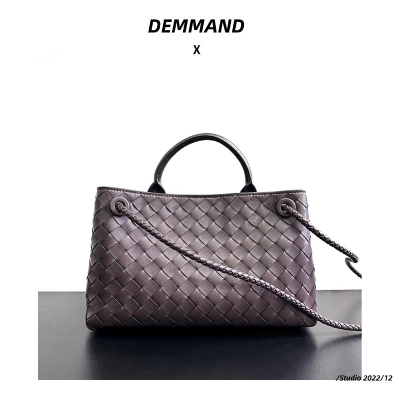 Women's Genuine Leather Woven Cowhide Hand Niche Shoulder Bags