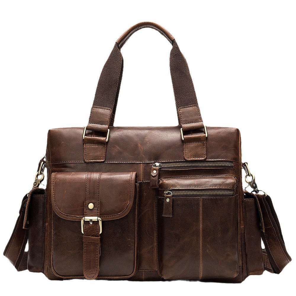 Vintage Large Capacity Leather Horizontal Business Bags