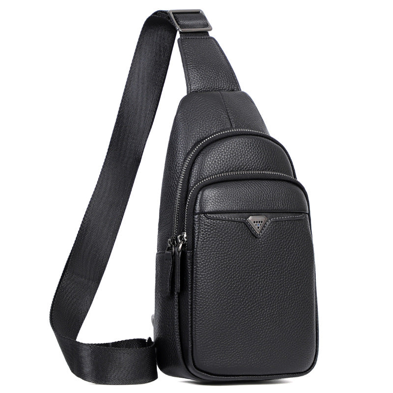 Men's First Layer Cowhide Simple Trendy Men's Chest Bags