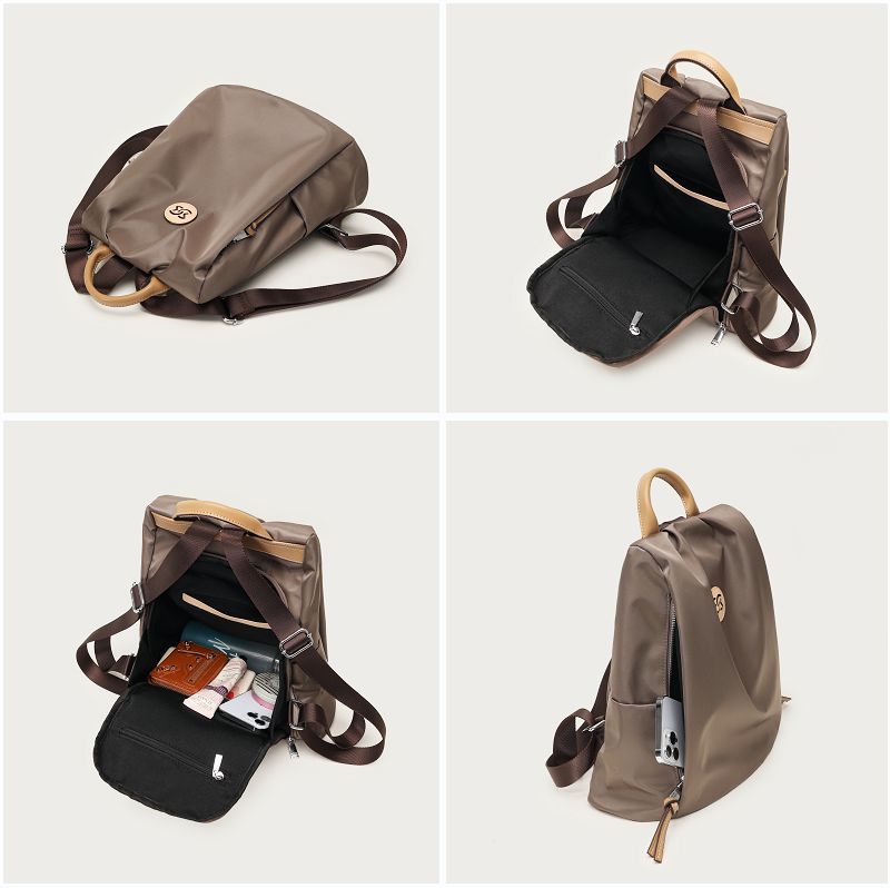 Women's Genuine Leather Fashion Trendy Oxford Cloth Backpacks