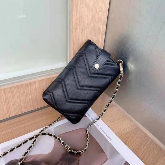 Women's Fashion Sheepskin Diamond Embroidery Thread Chain Bags