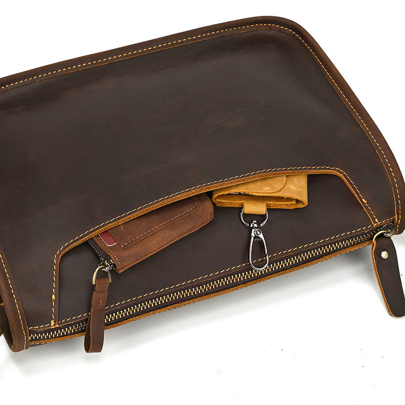Men's Crazy Horse Leather Genuine Cowhide Commuter Men's Shoulder Bags