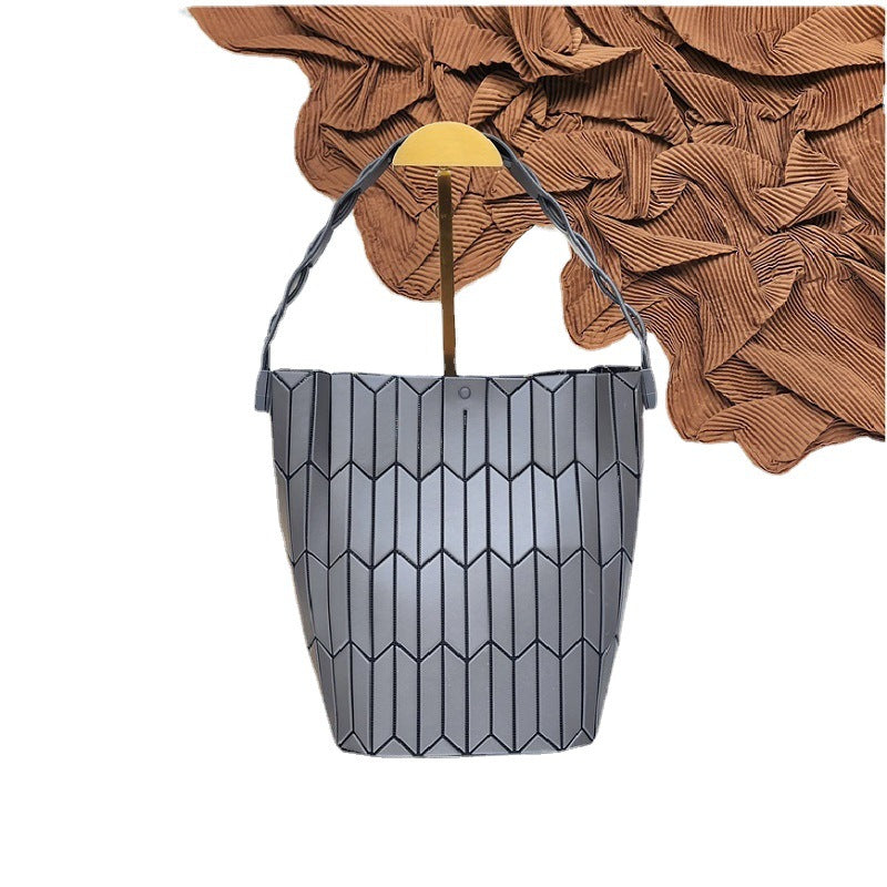 Women's Block Geometric Rhombus Dish Basket Portable Shoulder Bags