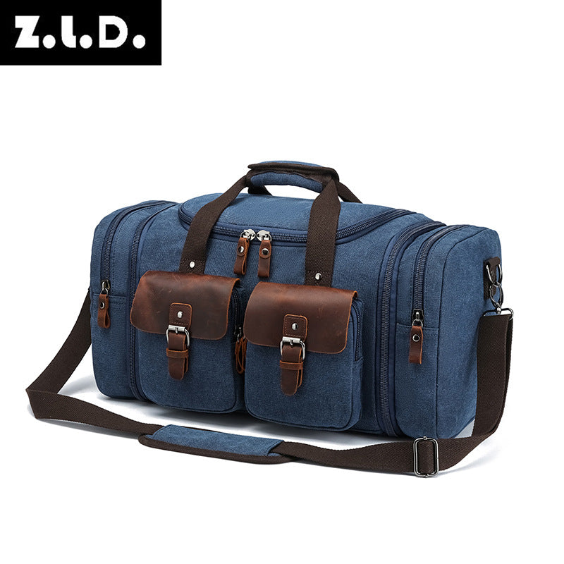Cool Adjustable Canvas Crazy Horse Leather Travel Bags