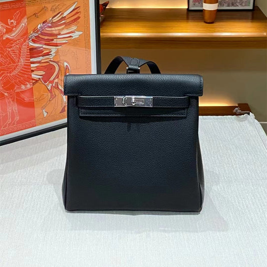 Women's Ebony Color Kelly Leisure Cowhide Backpacks