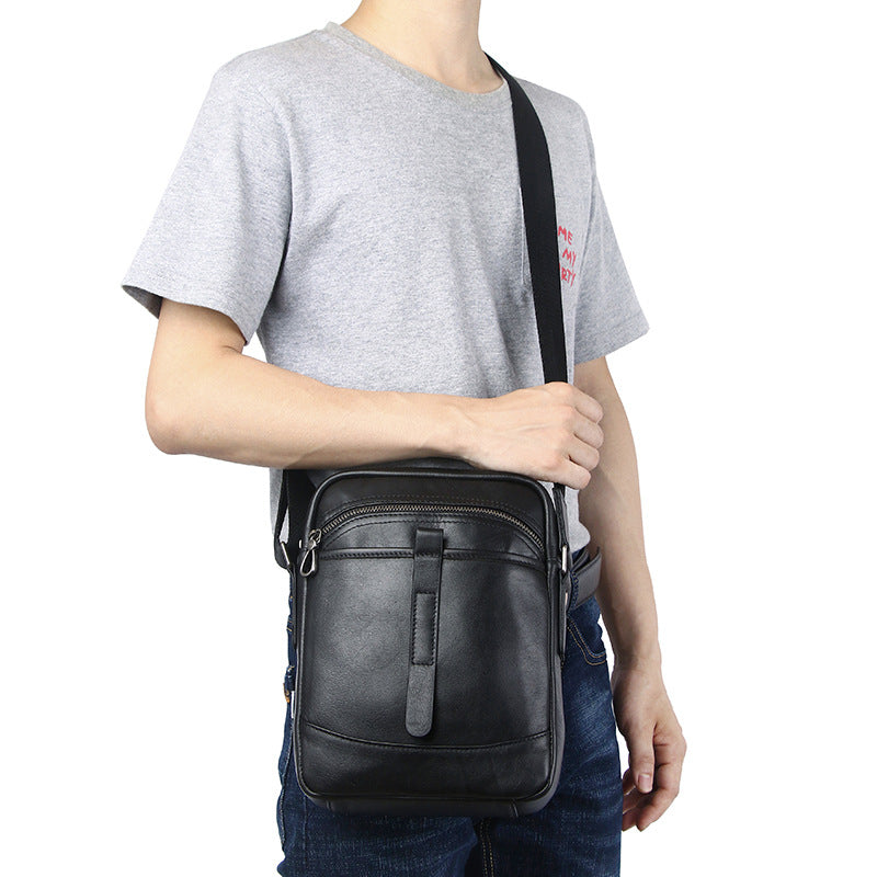 Men's Genuine Leather First Layer Vertical Urban Men's Messenger Bags