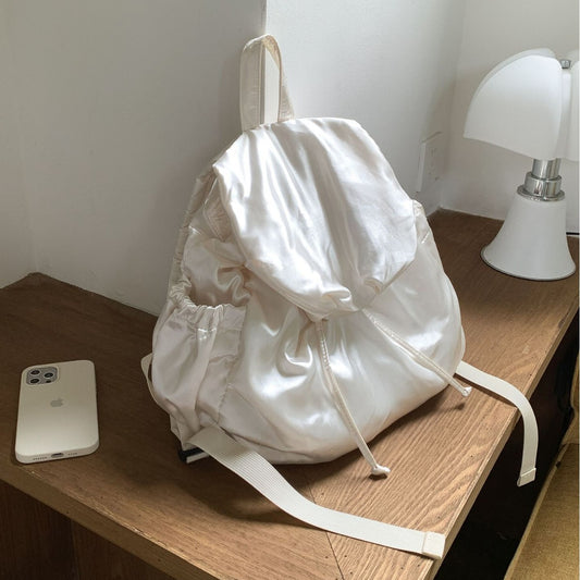 Women's Forged Silk Large Capacity Flip Drawstring Backpacks