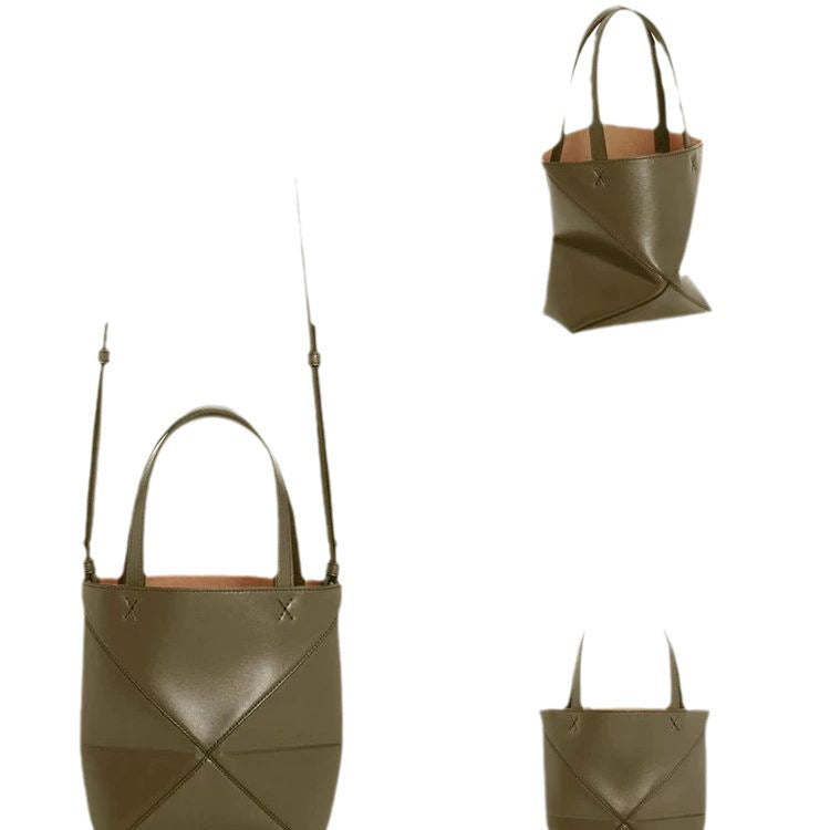 Niche Leather Folding Fashionable Large Capacity Tote Bags