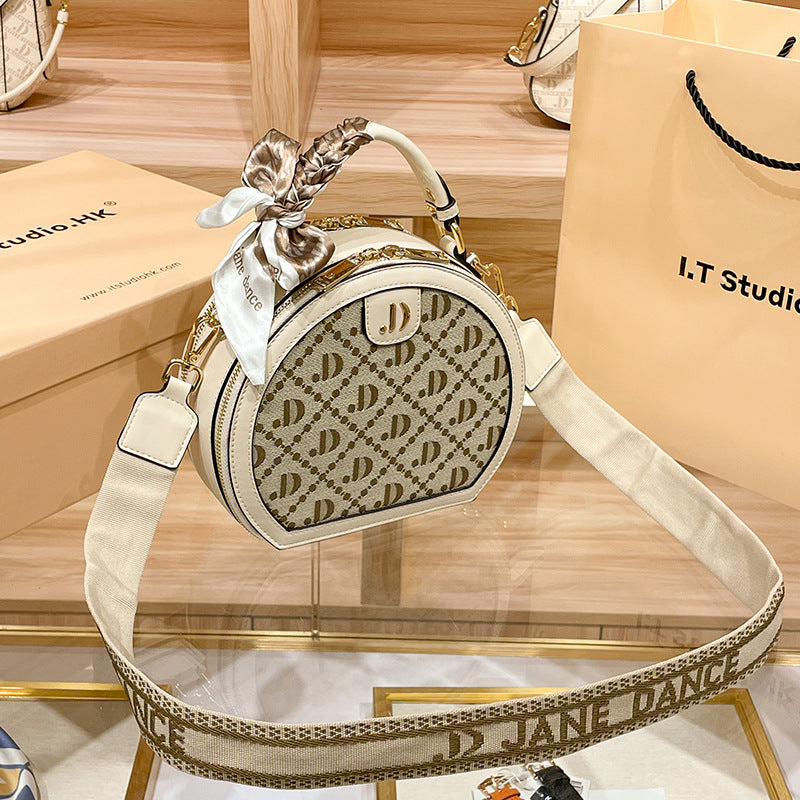 Women's Genuine Leather Round Pie Trendy Summer Shoulder Bags