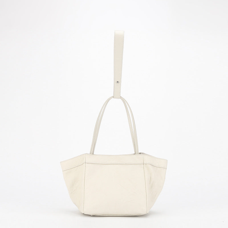 Women's Basket Leather Niche Fashionable Pleated Tip Handbags