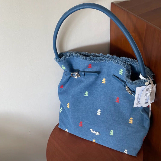 Women's Design Imagination Clasp Canvas Denim Portable Tote Bags