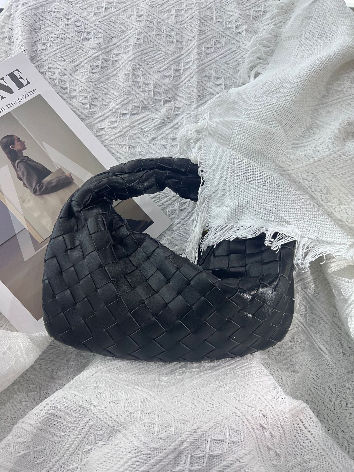 Women's Genuine Leather Hand-woven Cloud Soft Pleated Handbags