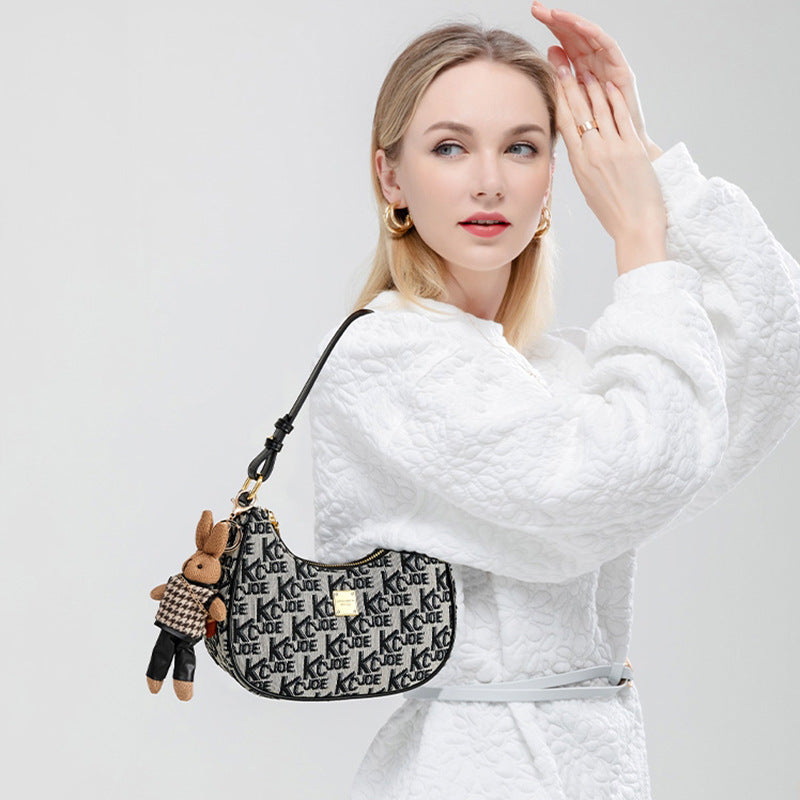 Women's Retro Embroidered Underarm High-grade Letter Jacquard Shoulder Bags
