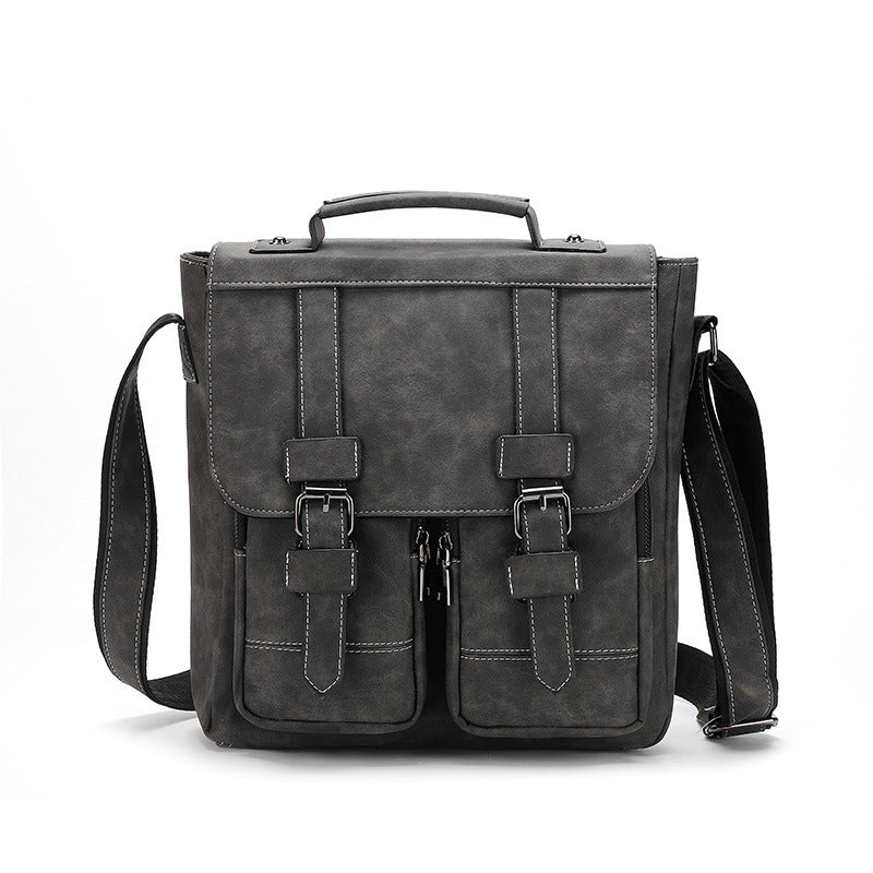 Men's Retro Crazy Horse Leather Big Men's Shoulder Bags