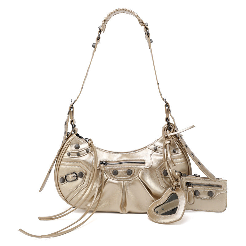 Motorcycle Three-in-one Crocodile Rivet Underarm Selenodont Shoulder Bags