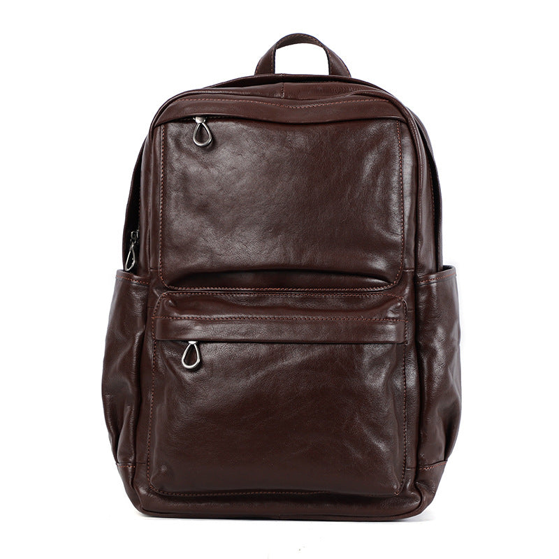 Men's Retro Cowhide Vegetable Tanned Leather Computer Backpacks