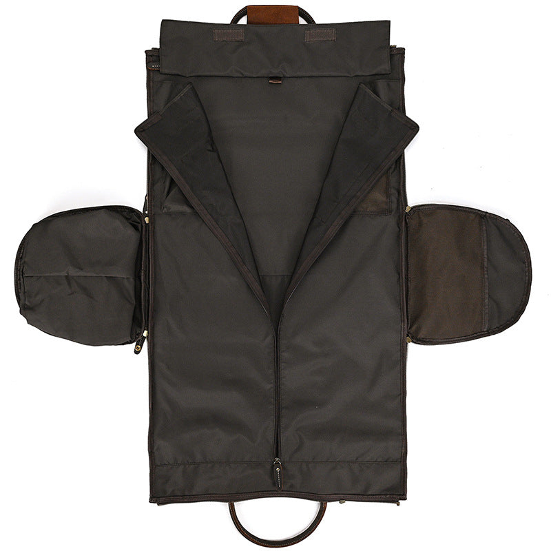 Retro Crazy Horse Leather Folding Suit Storage Luggage