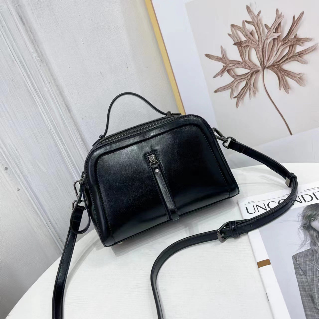 Women's Cowhide Wedding Underarm Boston High Sense Bags