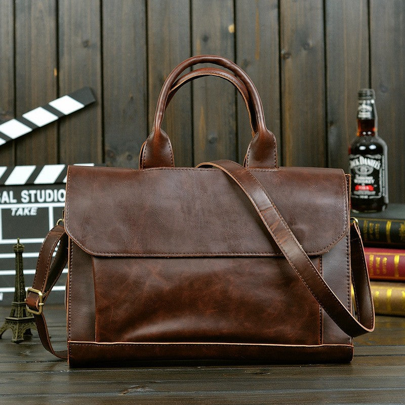 Men's Korean Crazy Horse Leather Business Computer Bags
