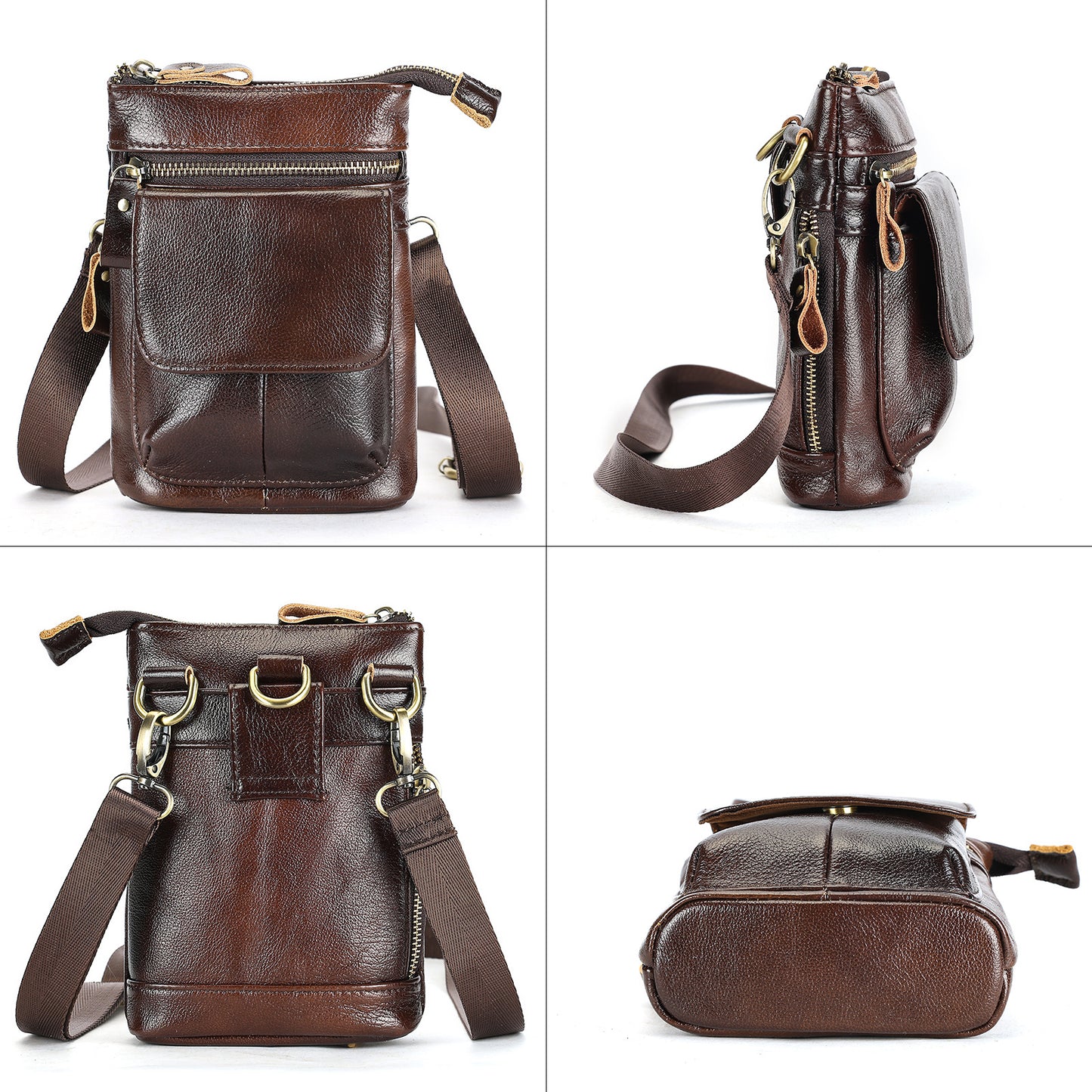 Men's Genuine Leather Single Mini Pouch Cowhide Men's Messenger Bags