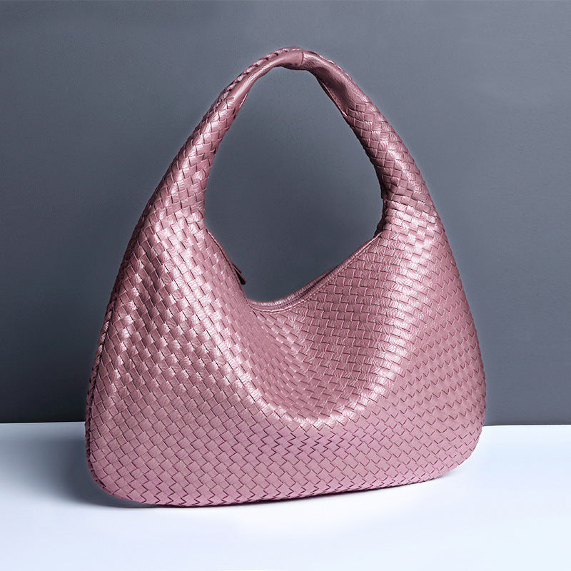 Women's Crescent Woven Large Capacity Simple Croissant Armpit Bags