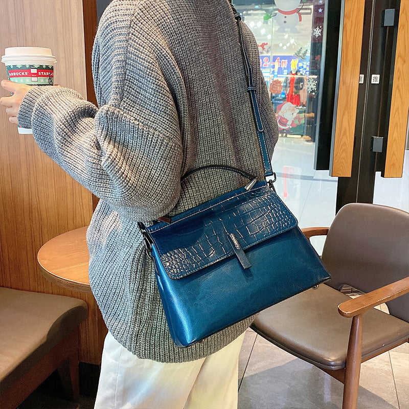 Women's Genuine Leather Crocodile Pattern Fashion Oil Shoulder Bags