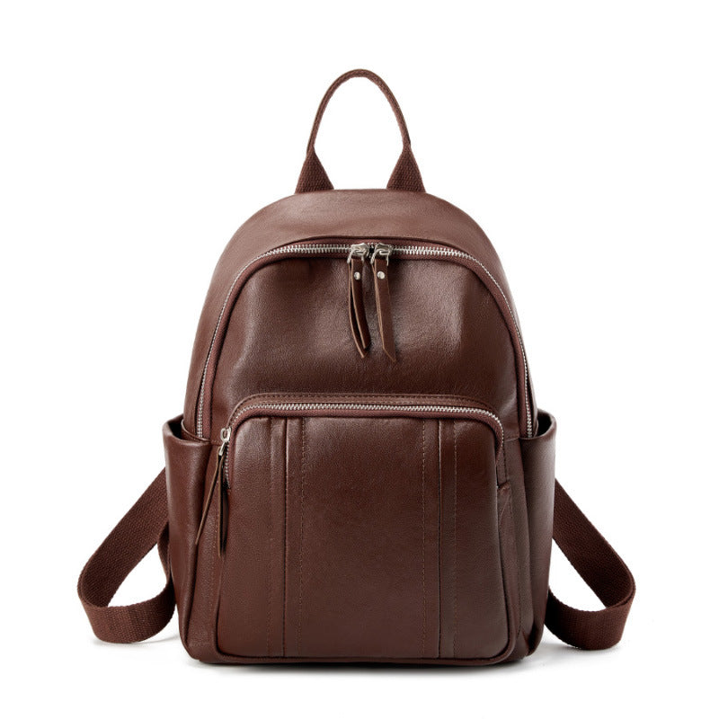 Women's Layer Vegetable Tanning Leather Fashion Large Backpacks