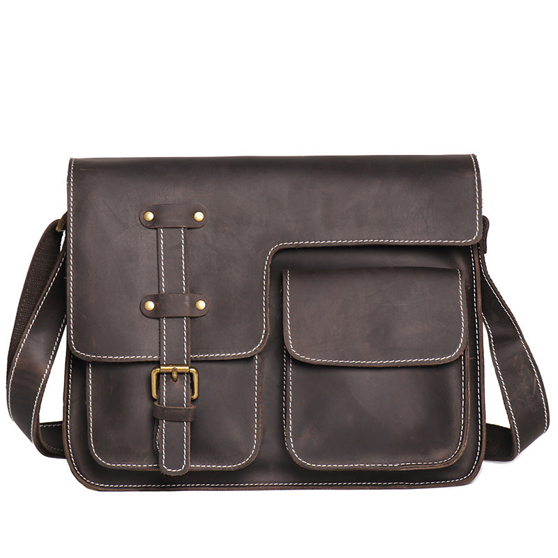 Women's & Men's & Leather Horizontal Crazy Horse First Bags