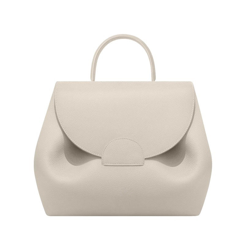 French Design Camel Lychee Cowhide Stitching Bags