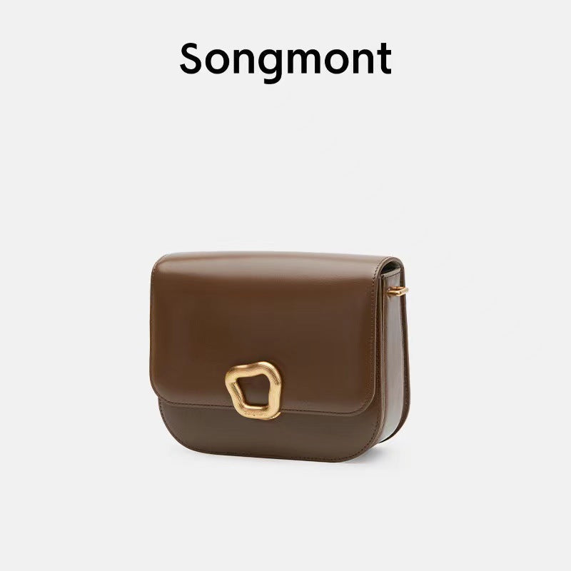Women's New Beautiful Chocolate Cowhide Chain Small Square Bags