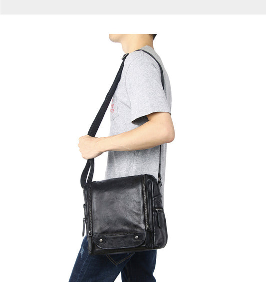 Men's Summer Vintage First Layer Cowhide Handmade Men's Shoulder Bags