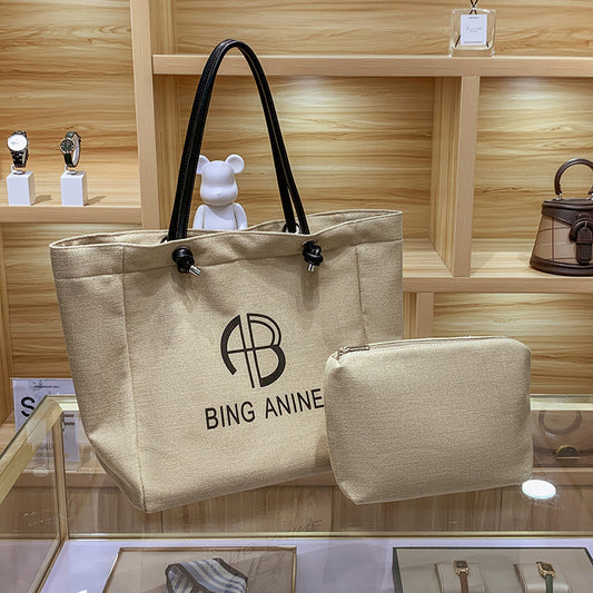 Women's Fashionable Niche Canvas Large Capacity Underarm Tote Bags